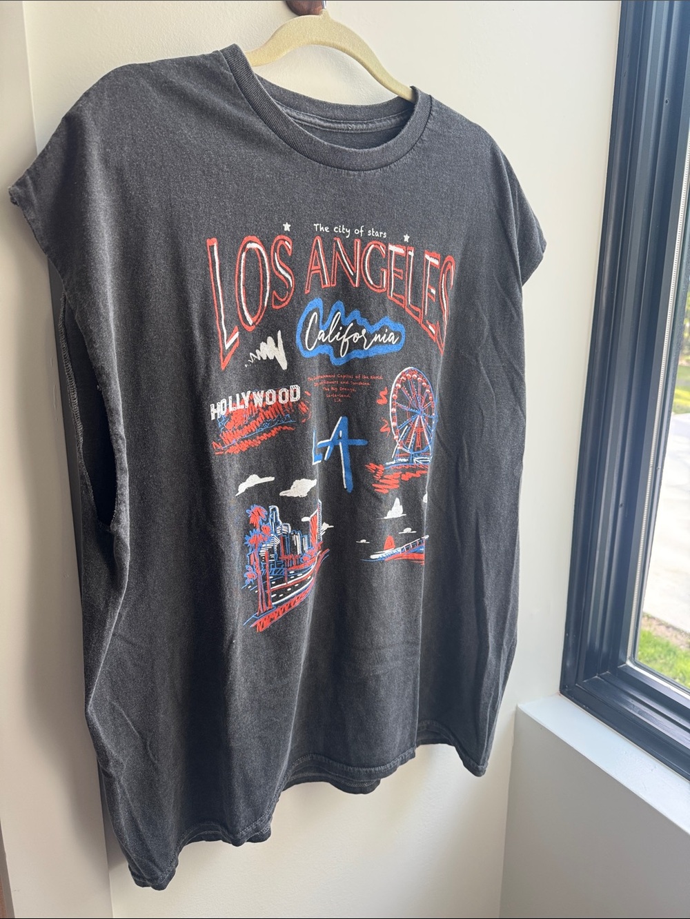Black Los Angeles Graphic oversized Muscle Tee
